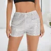 Vrouwen Shorts Sexy Vrouwen Shining Lovertjes Rave Een Lijn Mid-Taille Casual Losse Mini Korte Broek Mujer Glitter Clubwear Avondje Uit