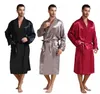 Mens Silk Satin Pyjamas Sleepwear Robes Robes Bathrobe Nightgown S ~ 3XL 240108