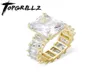 Cluster Rings TOPGRILLZ 2021 Square High Quality Copper Gold Color Iced Cubic Zirconia Hip Hop Fashion Jewelry Gift For Women233867015078