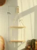 Trävägghylla Macrame Floating Display -hyllor Hängande väggväxten hörnhållare Stand för rumsdekor Boho Hemdekoration 240106