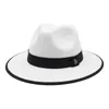 Bérets 2024 Style britannique feutre Jazz Fedora chapeaux hommes femmes à large bord Gentleman formel Panama casquette fête Trilby robe chapeau