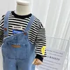 Baby Girls Boys Denim Jumpsuit Toddler Kids Pocket Loose Suspender Jean Pant Fashion Overalls Spring Autumn Children's Clothes 240108