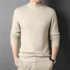 Lã 2023 Brand Sweater de caxemira masculino Men suéteres de malha de gola alta para jovens masculinos Slim Knitwear Man 240127