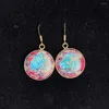 Boucles d'oreilles pendantes bohème pour femmes, crochet Boho, couleur synthétique Turquoise ronde, bijoux à la mode, breloques, cadeaux de mariage pour filles