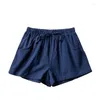 Shorts femininos verão casual linho meados de cintura curta moda mulher streetwear calças