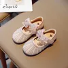Children's Girl Princess Shoes Soft Sole PU Leather Flats Kids Rhinestone Crystal Footwear Size 23-35 240108