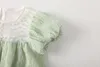 Girl Dresses HoneyCherry Summer Girls Lolita Pearl Inlaid Princess Dress Sweet Green Mesh Bubble Sleeve Clothes