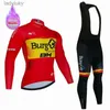 Cykeltröja sätter Spanien BH Burgs Pro Cycling Jersey and Pants Set For Men MTB Bike Clothing Thermal Fleece Bicycle Clothes Winter Wearl240108