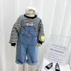 Baby Girls Boys Denim Jumpsuit Toddler Kids Pocket Loose Suspender Jean Pant Fashion Overalls Spring Autumn Children's Clothes 240108