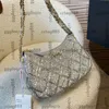 Womens Designer Metical Hobo Croissant Underarm Bags Gold Metal Hardware Matelasse Chain Shoulder Purse Classic Mini Diamond Lattice Luxury Handbags 23X13CM