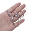 Kedjor 2024 Korean Sweet Pink Crystal Heart Necklace For Women Girls Zircon Chain Choker Statement Wedding Party Jewelry