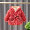 Piumino per bambina, abbigliamento invernale per bambina, giacca imbottita in lana di agnello per bambini, tuta da neve, caldo top in peluche con cappuccio per bambini