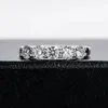 Pierścienie klastra 4 mm 1.5ct moissanite opaska 925 srebrna hall hallfe wieczna pierścień palca dla kobiet