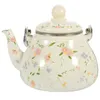 Dinnerware Sets Enamel Teapot 1L Water Tea Kettle Decorative Flower Reusable Pot With Strainer