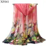 Scarves Quality Chiffon Scarf Women Flower Printing Hijab Stoles Spring Oil Painted Shawl Fenale Beach Holiday Thin Wraps