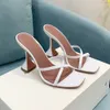 Amina Muaddi Cross Color Matching Mule Slides Sandaler Metal Leather Open Toe Sandal Women's Luxury Designer Evening Shoes 9.5cm Summer Shoes Storlek 35-42 med låda