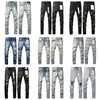 Lila jeans designer mens orolig svart rippad cyklist smal fit motorcykel cyklister denim för mens mode svarta märke byxor