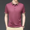 Polos masculinos camisa de verão roupas de marca algodão manga curta negócios casual listrado designer homme respirável