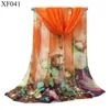 Scarves Quality Chiffon Scarf Women Flower Printing Hijab Stoles Spring Oil Painted Shawl Fenale Beach Holiday Thin Wraps