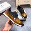 Leather Sneaker BERLUTI Casual Shoes New Men's Calf Leather Fabric Splicing Low Top Sports Shoes Patina Ancient Dyeing Casual Shoes HB06