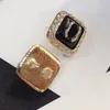 Örhängen designer bokstäver stud rostfritt stål 18k guld pläterad lång örhänge dingle crystal geometric lyx kvinnor strass pärla bröllop juvelen tillbehör