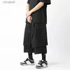 Men's Pants Streetwear hommes sarouel Style chinois pantalons de Jogging hommes noir Hanfu pantalon 2023 été hommes faux deux pièces conception pantalons décontractés YQ240108