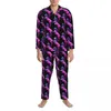 Men's Sleepwear Watercolor Horse Pajamas Man Blue Animal Print Kawaii Bedroom Autumn 2 Pieces Casual Loose Oversize Pajama Sets