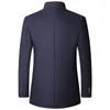 Men's Trench Coats Male Winter Jackets And 4 Men Woollen Cashmere Blazers Stand-up Collar Business Casual Suits