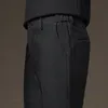 uoussyuブランドの服冬フリースウォームスーツパンツメンエラスティックウエスト厚い作品フォーマルズボンのズボンのズボンプラスサイズ40 240108