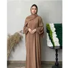 Etnik Giyim Ovası Müslüman Kadınlar Djellaba Eid Abaya Ezli Uzun Maxi Elbise Ramazan Kaftan İslam Arap Çöp Dubai Saudi Türk Femme