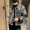 Vestes pour hommes coréen printemps et automne veste 2024 Harajuku imprimé décontracté homme surdimensionné coupe-vent manteaux garçons vêtements d'extérieur