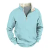 Herenhoodies Mannelijke kleding Effen hoodless sweatshirt voor heren Polo-sweatshirt Blauwe trui Half-rits Top Streetwear Katoen Winter Luxe