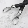 2pcs PU Leather Black Braided Rope Handles for Handbag Shoulder Bag Strap Handmade DIY Accessories Silver Metal Hook Buckle 240108