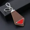 Designer Keychain Fashion Men Women Car Key Chain Luxury Leather Letter Triangle Lanyard Plated Gold With Box Top