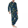 Homens sleepwear retro borboleta outono velho spapers vintage oversized pijama conjunto homem manga longa quarto romântico personalizado nightwear