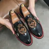 Mocassins pour hommes en cuir verni à enfiler mode quotidien affaires décontracté hommes fête de mariage brodé Double boucle chaussures habillées