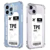 Cajas de teléfonos celulares Etiqueta de boleto de avión Caja de teléfono de viaje para iPhone 14 13 12 11 Pro X XS XR Max 7 8 Plus SE Mini 2020 2022 Soft Clear TPU Back CoverL240105