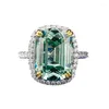 Cluster Rings 2024 S925 Silver Fashion Pendder 10 14mm Tourmaline Green Ring for European and American Women
