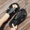 Slippers Italiaanse Handgestikt Kruis Leer Voor Mannen 2024 El Strand Zomer Schoenen Hoge Kwaliteit Licht Flats Mannelijke Slippers