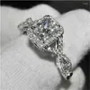 Cluster Ringen Vintage Belofte Ring 925 Sterling Zilver Vierkant 3ct Cz Steen Engagement Wedding Band Voor Vrouwen Mannen Partij Sieraden