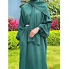 Abbigliamento etnico Pianura Donne musulmane Djellaba Eid Abaya con sciarpa Abito lungo maxi Ramadan Caftano Abito arabo islamico Dubai Femme turche saudite
