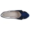 Chaussures habillées Wedopus Slingback Sandal pour la fête de mariage Talon bas Bleu Marine Pompes d'été 4.5cm