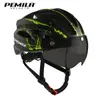 PEMILA casque de sécurité de cyclisme ultraléger casque de vélo de moto en plein air visière à lentille amovible casque de vélo de route de montagne VTT 240106