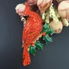 Brooches Womens Golden Tone Orange Rhinestones Tropical Parrot Cockatoo Bird Brooch Pin