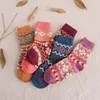 5 Paren/partij Dames Herfst Winter Warme Sokken Klassiekers Klavertje Vier Hart Patroon Casual Dikkere Effen Wol Tegen Koude Sox 240108