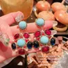 Boucles d'oreilles pendantes en forme de pigeon d'huile, sang, rubis, denier, fleur turquoise, plaqué or 18 carats, broche médiévale en zircon