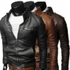 Manteau en cuir col de moto Cool Streetwear Slim Bomber hommes mode hiver hommes automne veste vêtements d'extérieur Fit s 240106