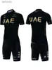 Cycling Jersey Sets UAE Cycling Mtb Men's Blouse Maillot Man Winter Thermal Sportswear Clothes Clothing 2023 Jersey Laser Cut Sports Set Outfit BibL240109