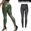 High Waist Zipper Pu Leggings For Women Black Push Up Leggins Lady Sexy Booty Stretch Slim Sport Pants Pu Leather Legging