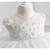 Robes de fille perles blanches robe de baptême de bébé appliques dentelle sainte communion enfant en bas âge fête d'anniversaire vêtements de mariage baptême infantile